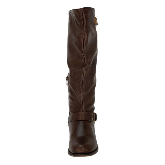 XOXO Minkler Brown Faux Leather Knee High Wide Calf Womens Boots Size 5.5W - Picture 4 of 11